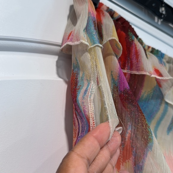 🔵 L8ter Watercolor Sleeveless Maxi Dress Size Medium - Picture 6 of 7